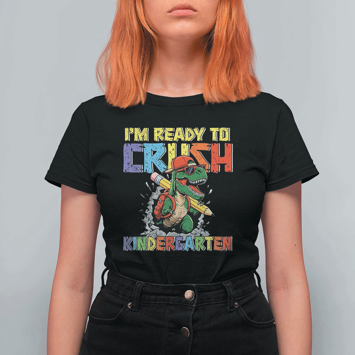 I'm Ready to Crush Pre-K Back to School T-Rex Dinosaur T Shirt For Women