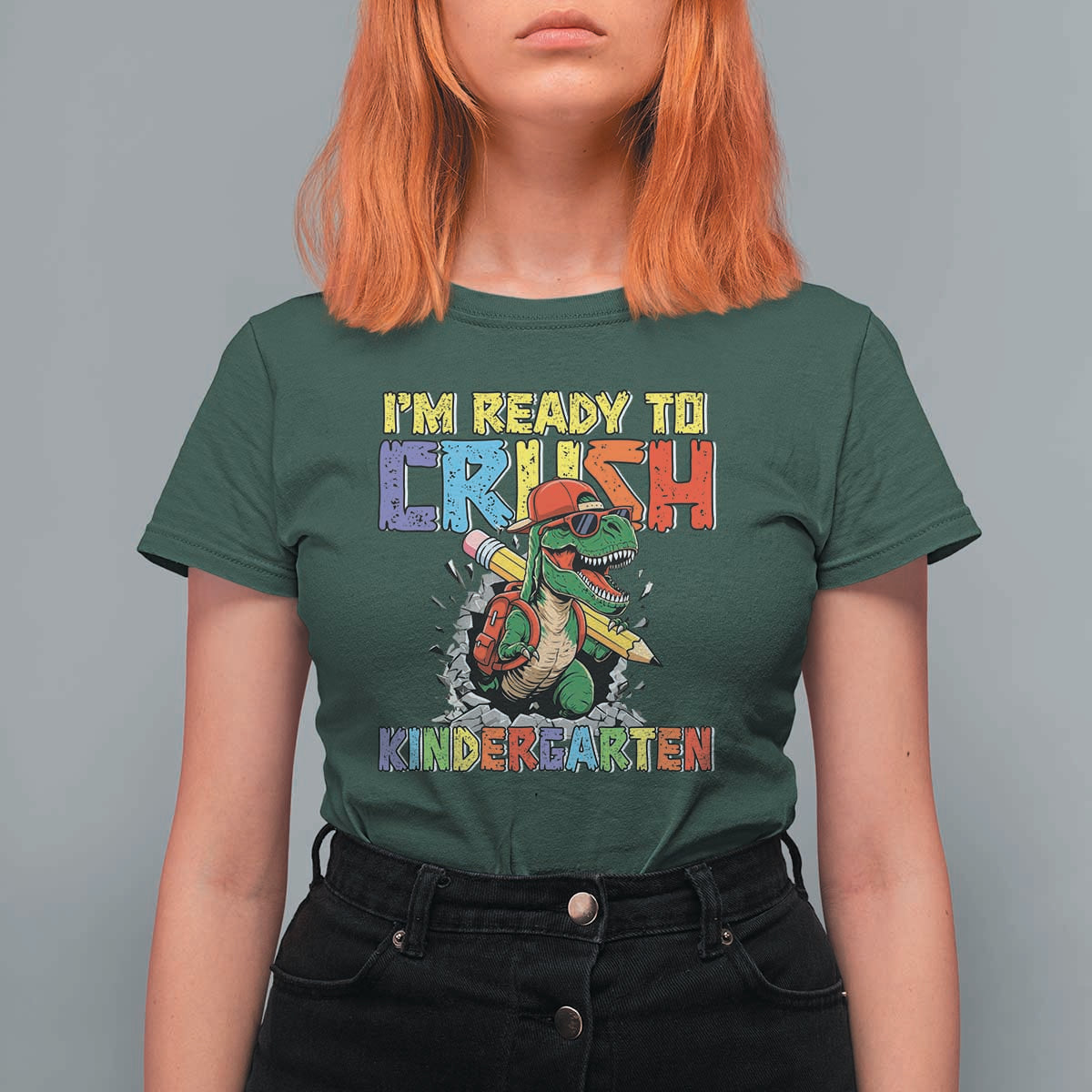 I'm Ready to Crush Pre-K Back to School T-Rex Dinosaur T Shirt For Women