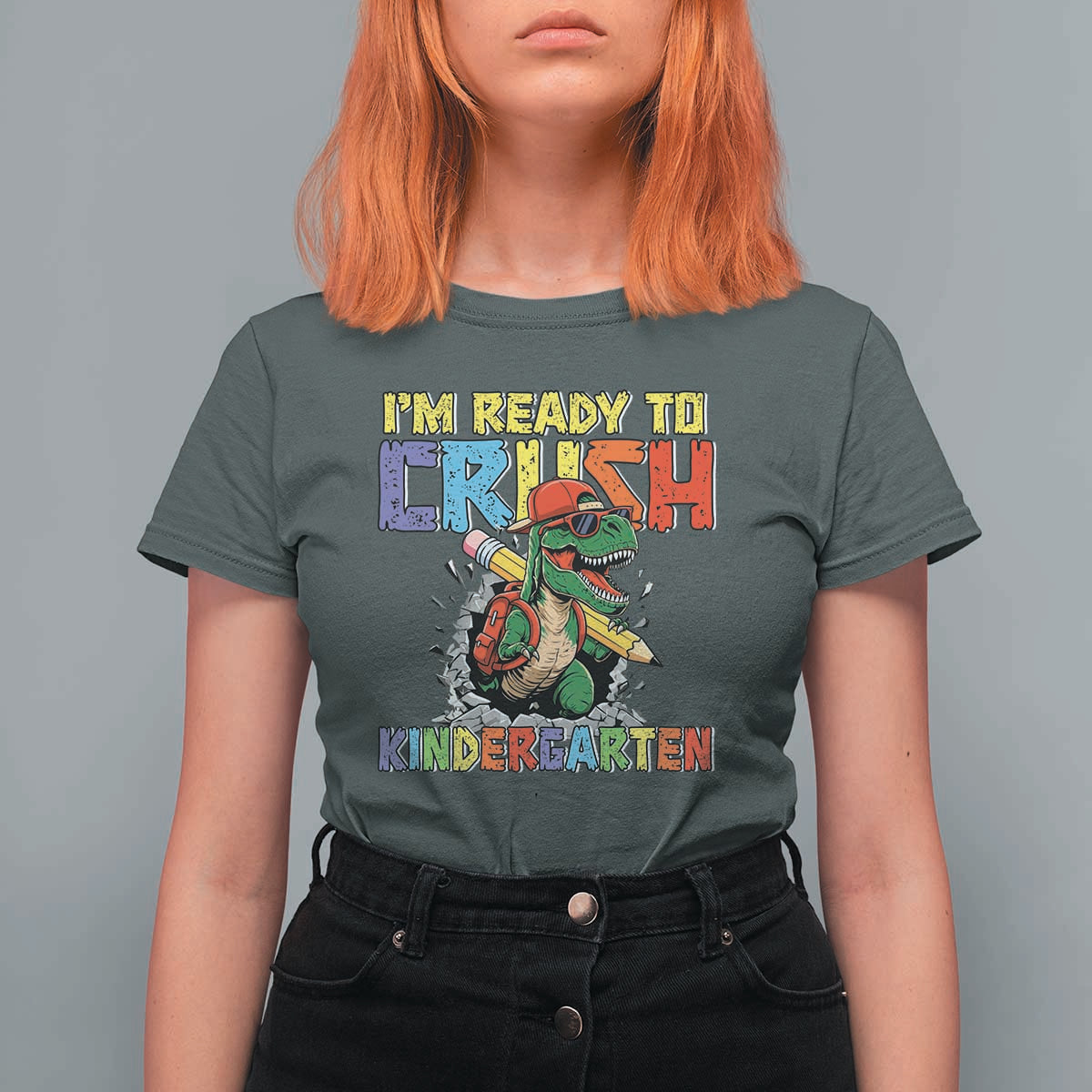 I'm Ready to Crush Pre-K Back to School T-Rex Dinosaur T Shirt For Women