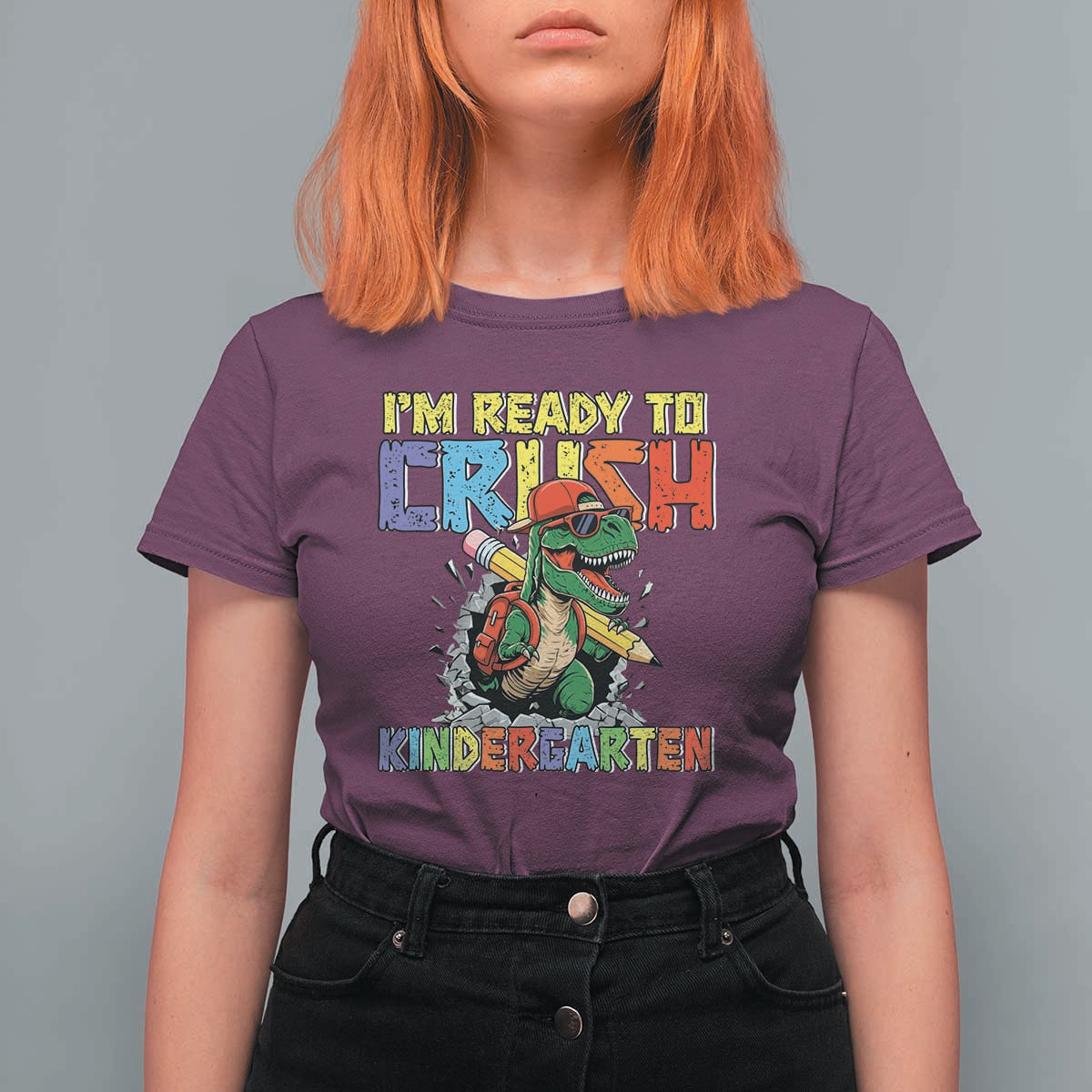 I'm Ready to Crush Pre-K Back to School T-Rex Dinosaur T Shirt For Women