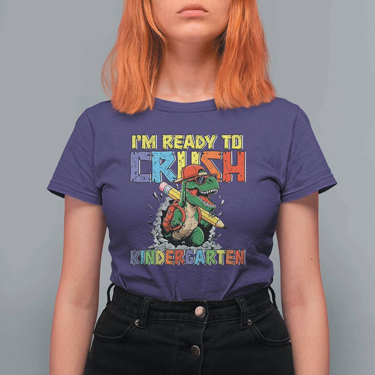 I'm Ready to Crush Pre-K Back to School T-Rex Dinosaur T Shirt For Women
