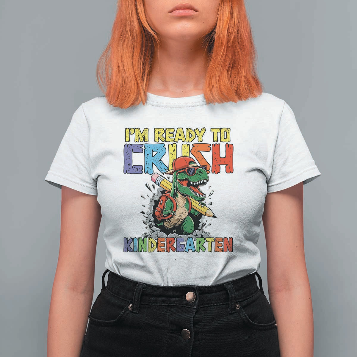 I'm Ready to Crush Pre-K Back to School T-Rex Dinosaur T Shirt For Women