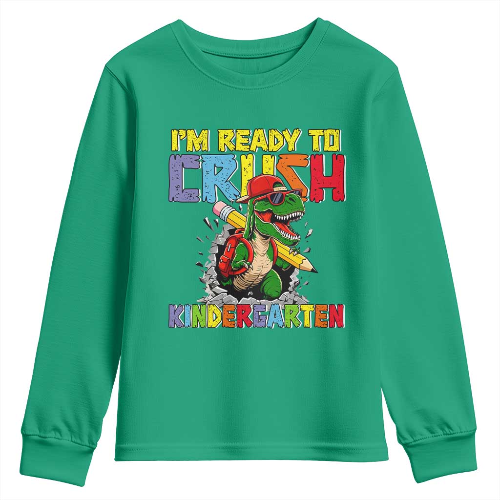I'm Ready to Crush Pre-K Back to School T-Rex Dinosaur Youth Sweatshirt