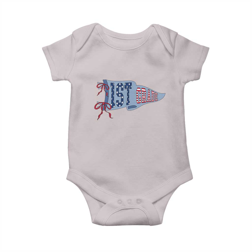 1st Grade Teacher Pennant US Flag Back to School Baby Onesie