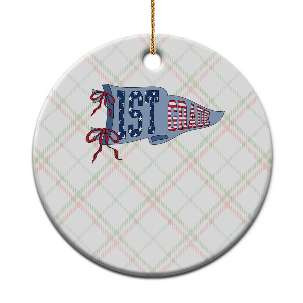 1st Grade Teacher Pennant US Flag Back to School Ceramic Ornament