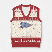 1st Grade Teacher Pennant US Flag Back to School V-Neck Knit Sweater Vest