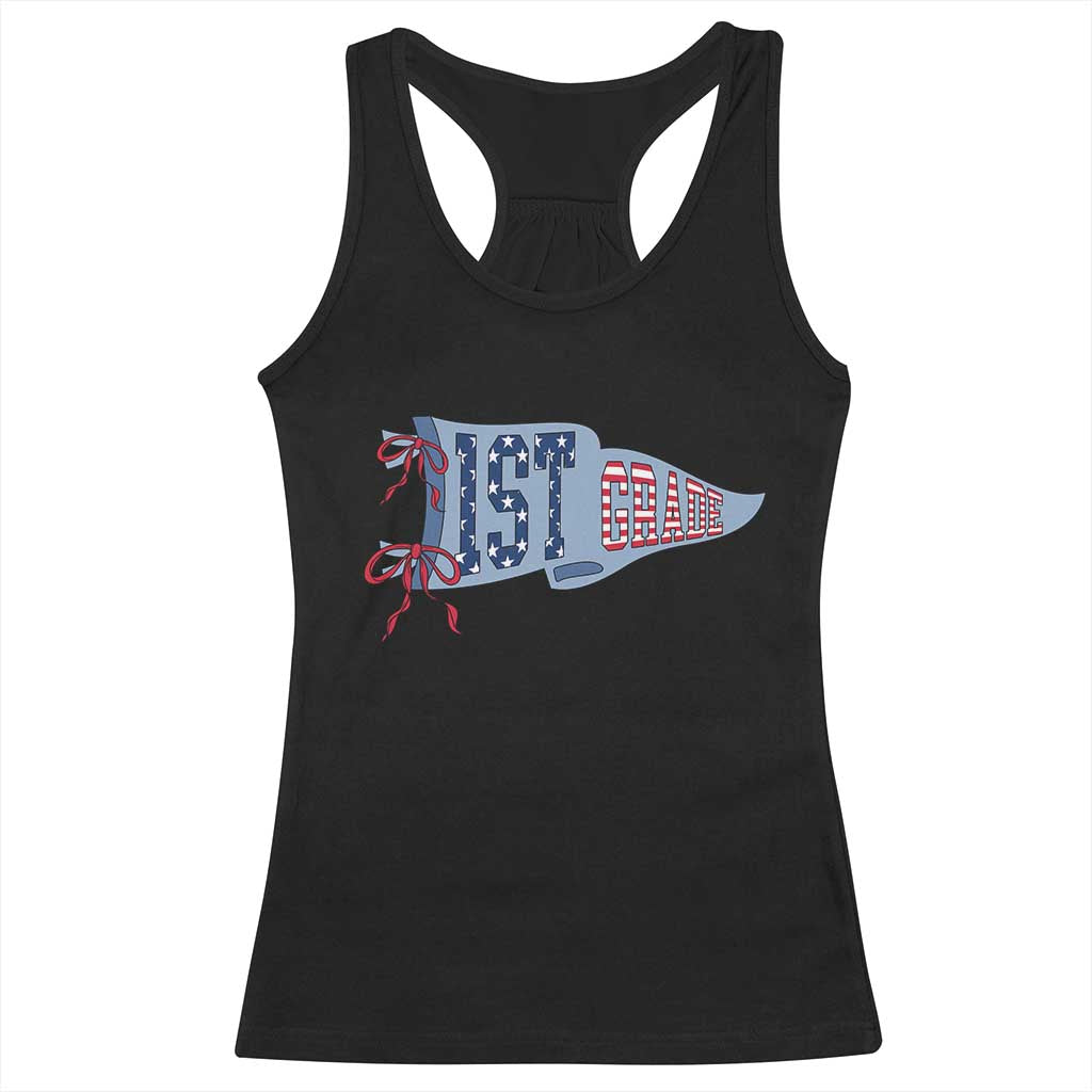 1st Grade Teacher Pennant US Flag Back to School Racerback Tank Top