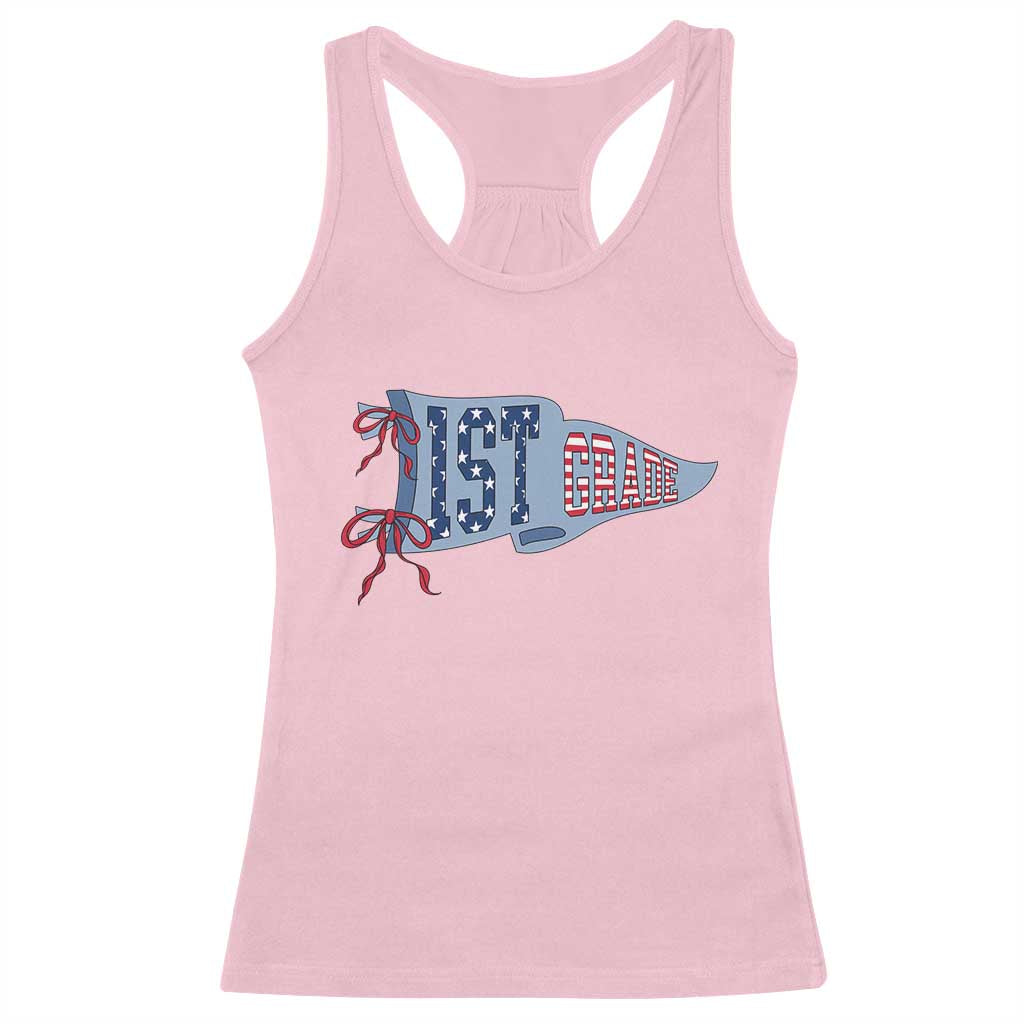 1st Grade Teacher Pennant US Flag Back to School Racerback Tank Top