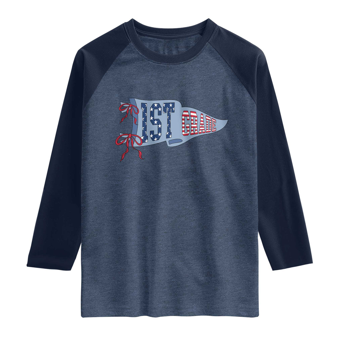 1st Grade Teacher Pennant US Flag Back to School Raglan Shirt
