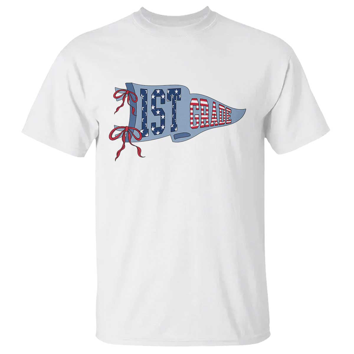 1st Grade Teacher Pennant US Flag Back to School T Shirt