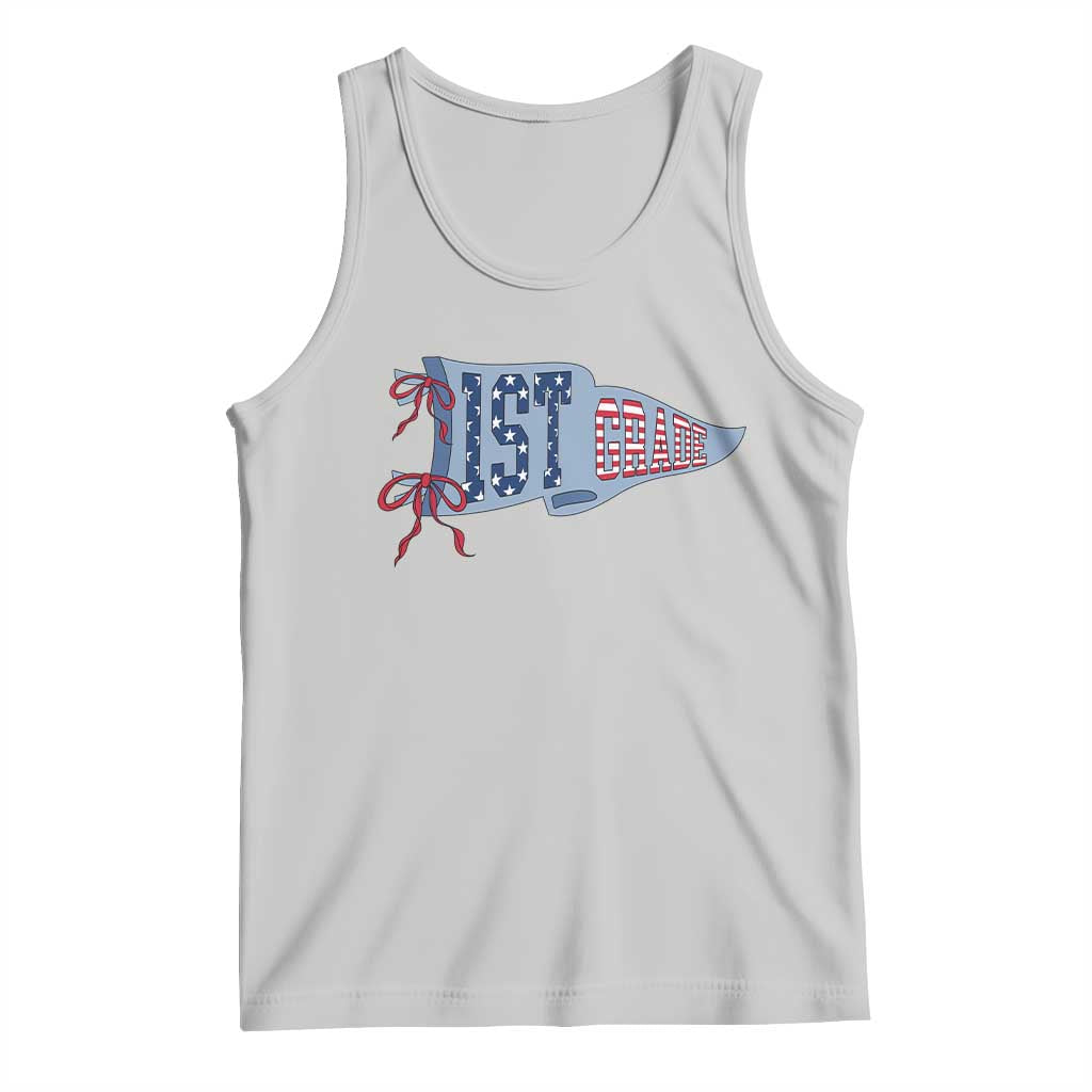 1st Grade Teacher Pennant US Flag Back to School Tank Top