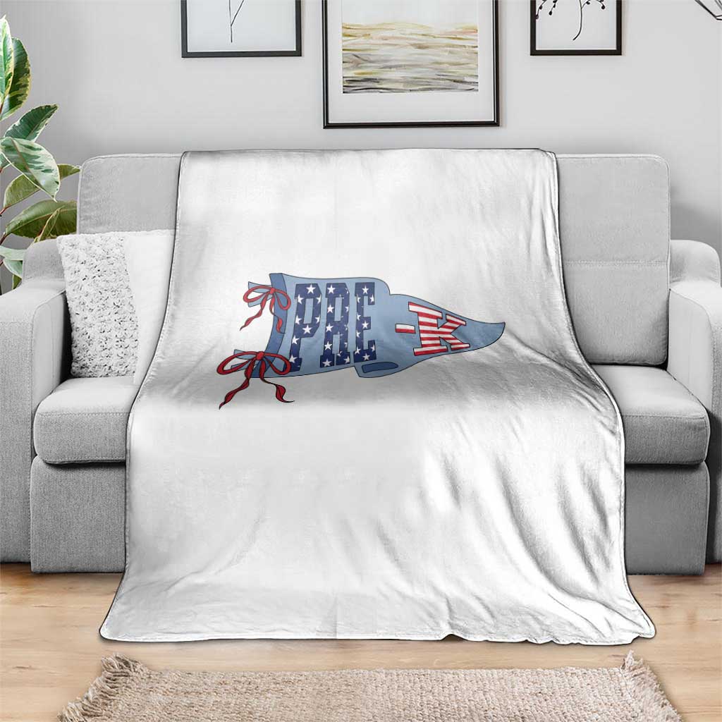 Pre-K Teacher Pennant US Flag Back to School Throw Blanket