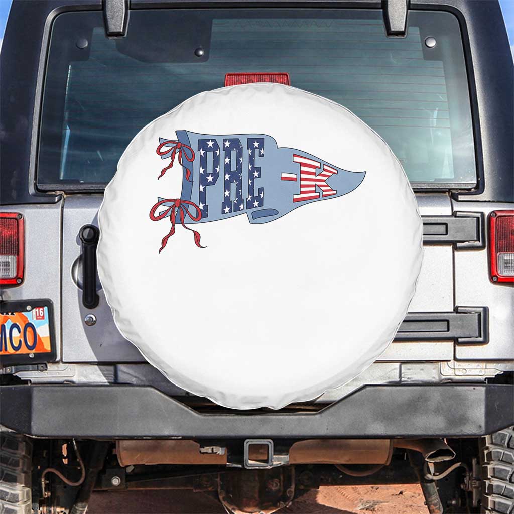 Pre-K Teacher Pennant US Flag Back to School Spare Tire Cover