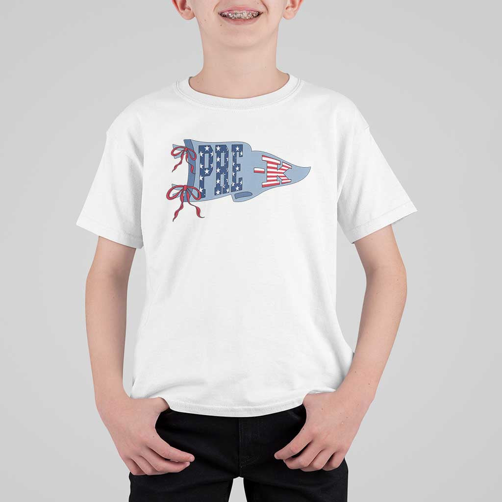 Pre-K Teacher Pennant US Flag Back to School T Shirt For Kid
