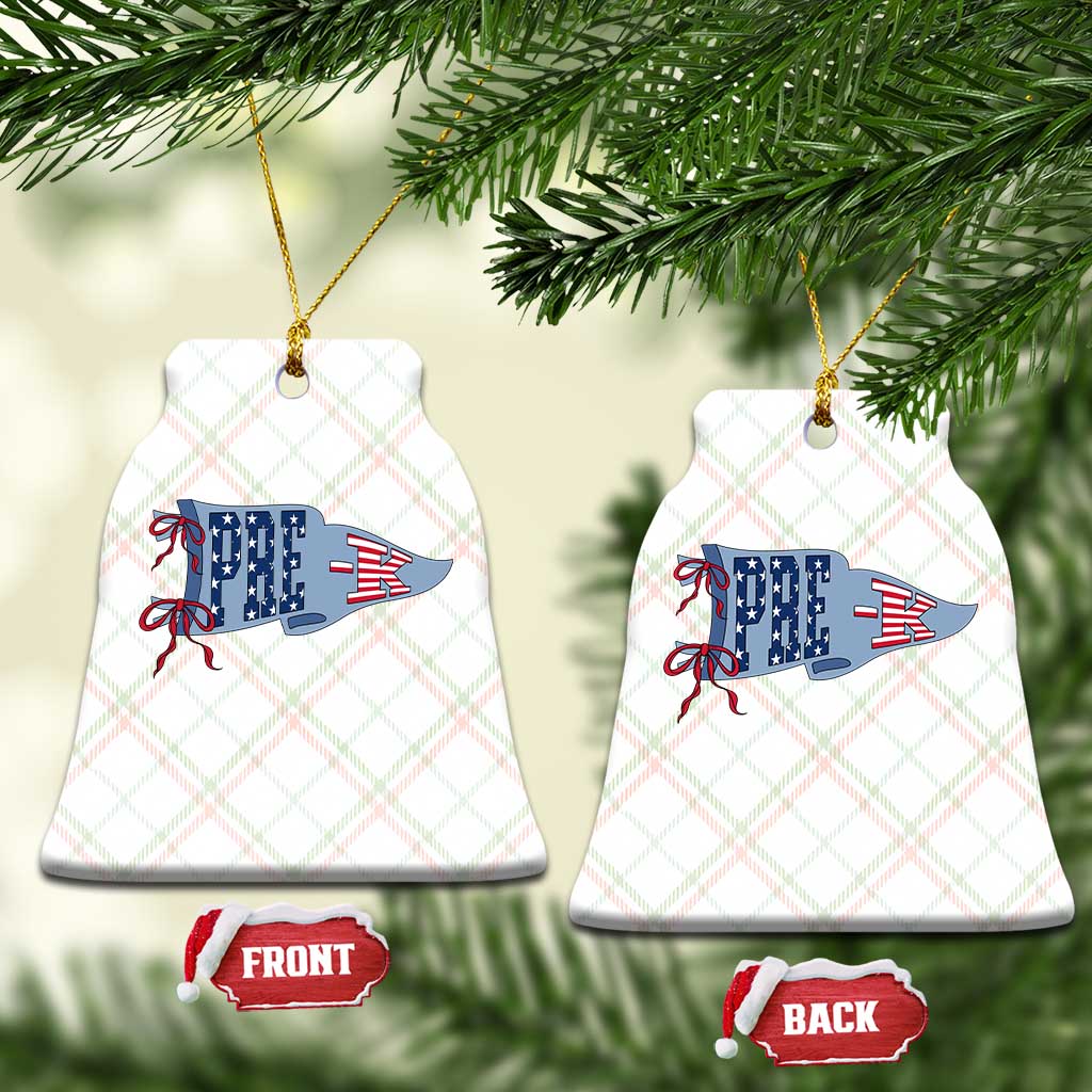 Pre-K Teacher Pennant US Flag Back to School Ceramic Ornament
