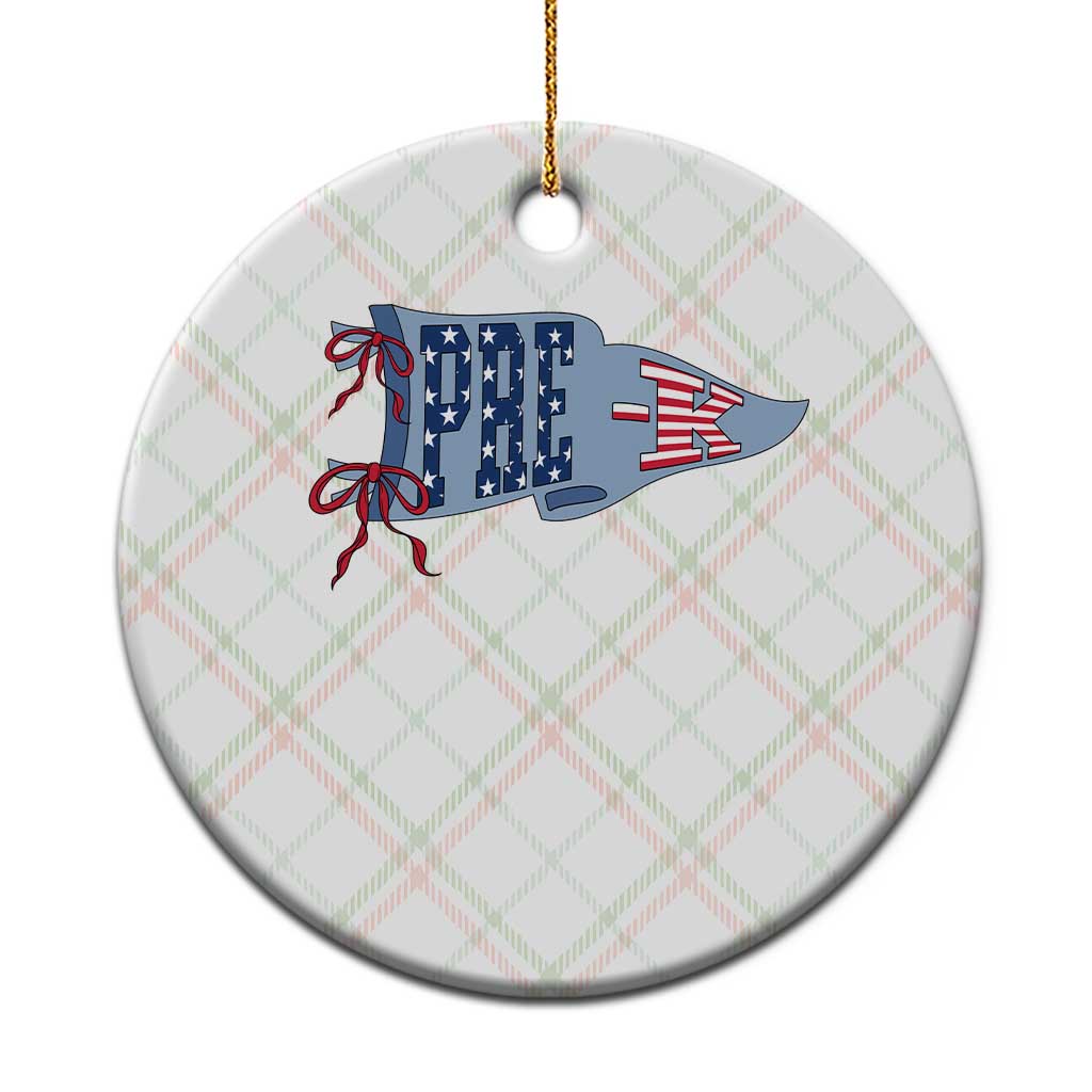 Pre-K Teacher Pennant US Flag Back to School Ceramic Ornament