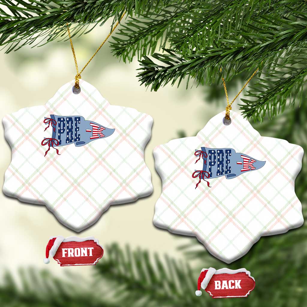 Pre-K Teacher Pennant US Flag Back to School Ceramic Ornament