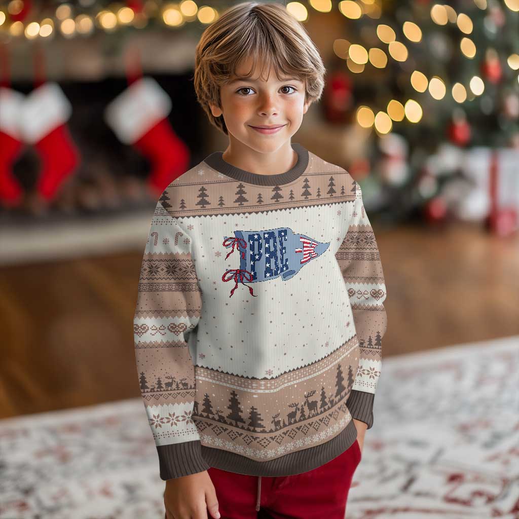 Pre-K Teacher Pennant US Flag Back to School Ugly Christmas Sweater