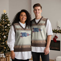 Pre-K Teacher Pennant US Flag Back to School V-Neck Knit Sweater Vest