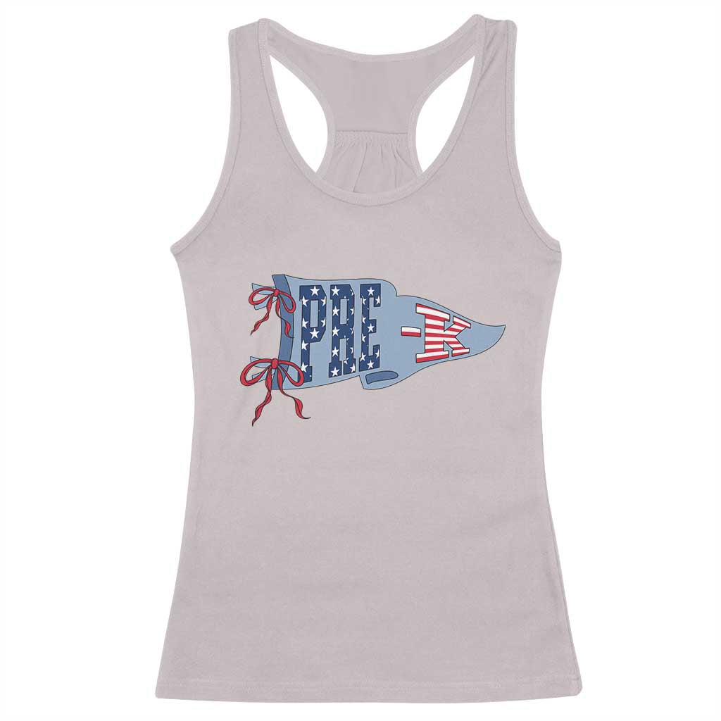 Pre-K Teacher Pennant US Flag Back to School Racerback Tank Top