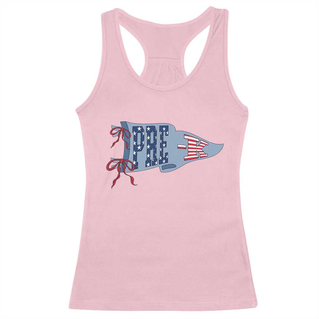 Pre-K Teacher Pennant US Flag Back to School Racerback Tank Top