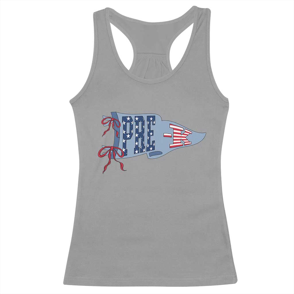 Pre-K Teacher Pennant US Flag Back to School Racerback Tank Top