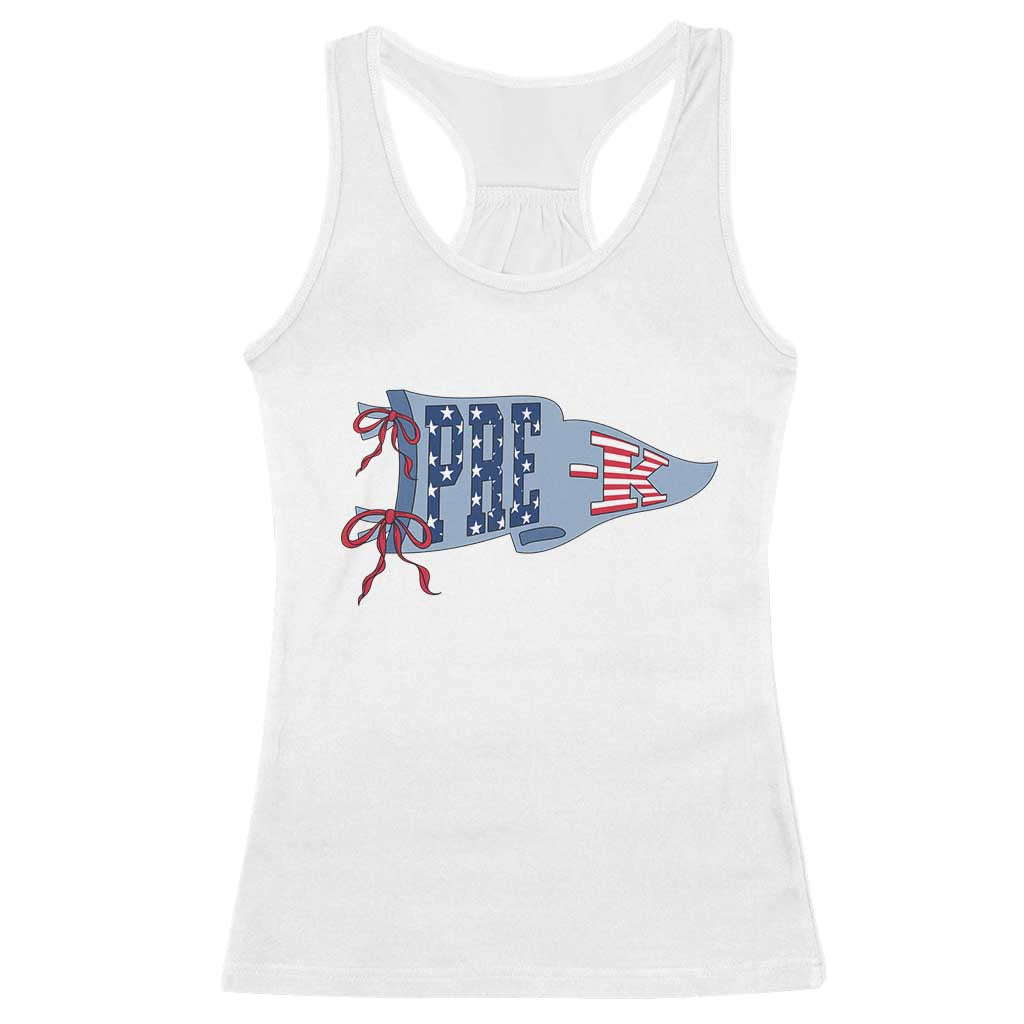 Pre-K Teacher Pennant US Flag Back to School Racerback Tank Top