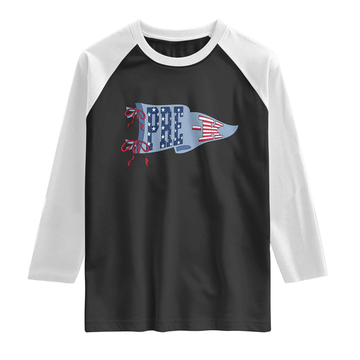Pre-K Teacher Pennant US Flag Back to School Raglan Shirt