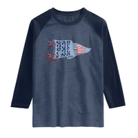 Pre-K Teacher Pennant US Flag Back to School Raglan Shirt