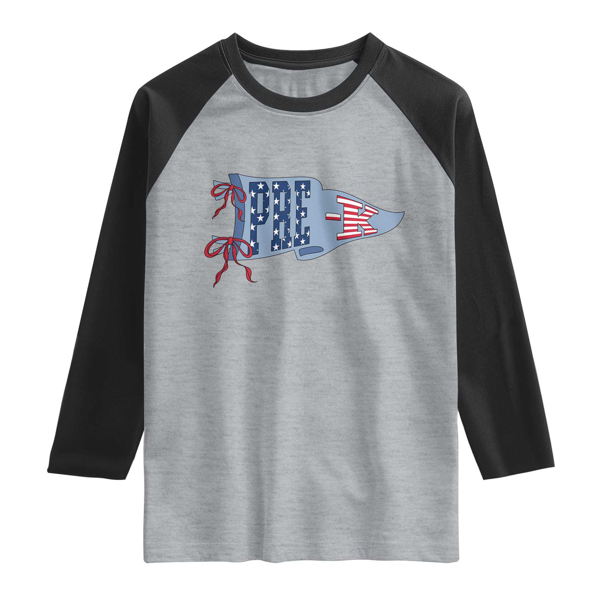 Pre-K Teacher Pennant US Flag Back to School Raglan Shirt