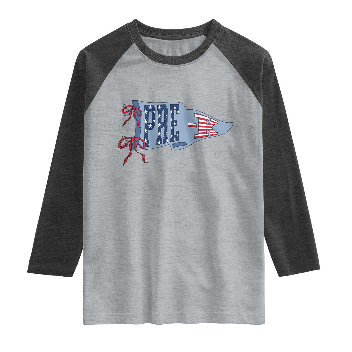 Pre-K Teacher Pennant US Flag Back to School Raglan Shirt