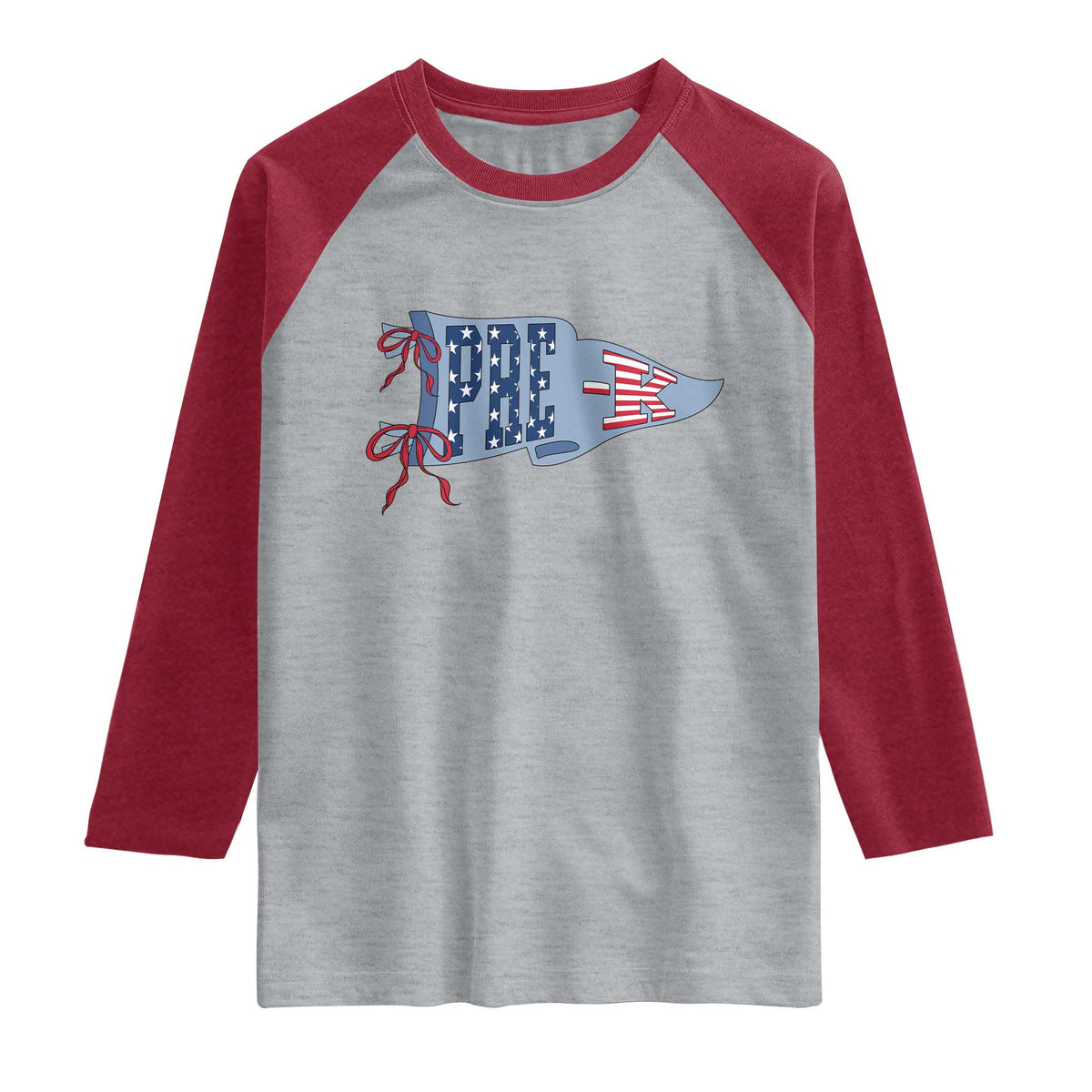 Pre-K Teacher Pennant US Flag Back to School Raglan Shirt