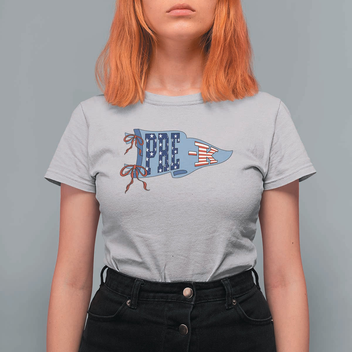 Pre-K Teacher Pennant US Flag Back to School T Shirt For Women