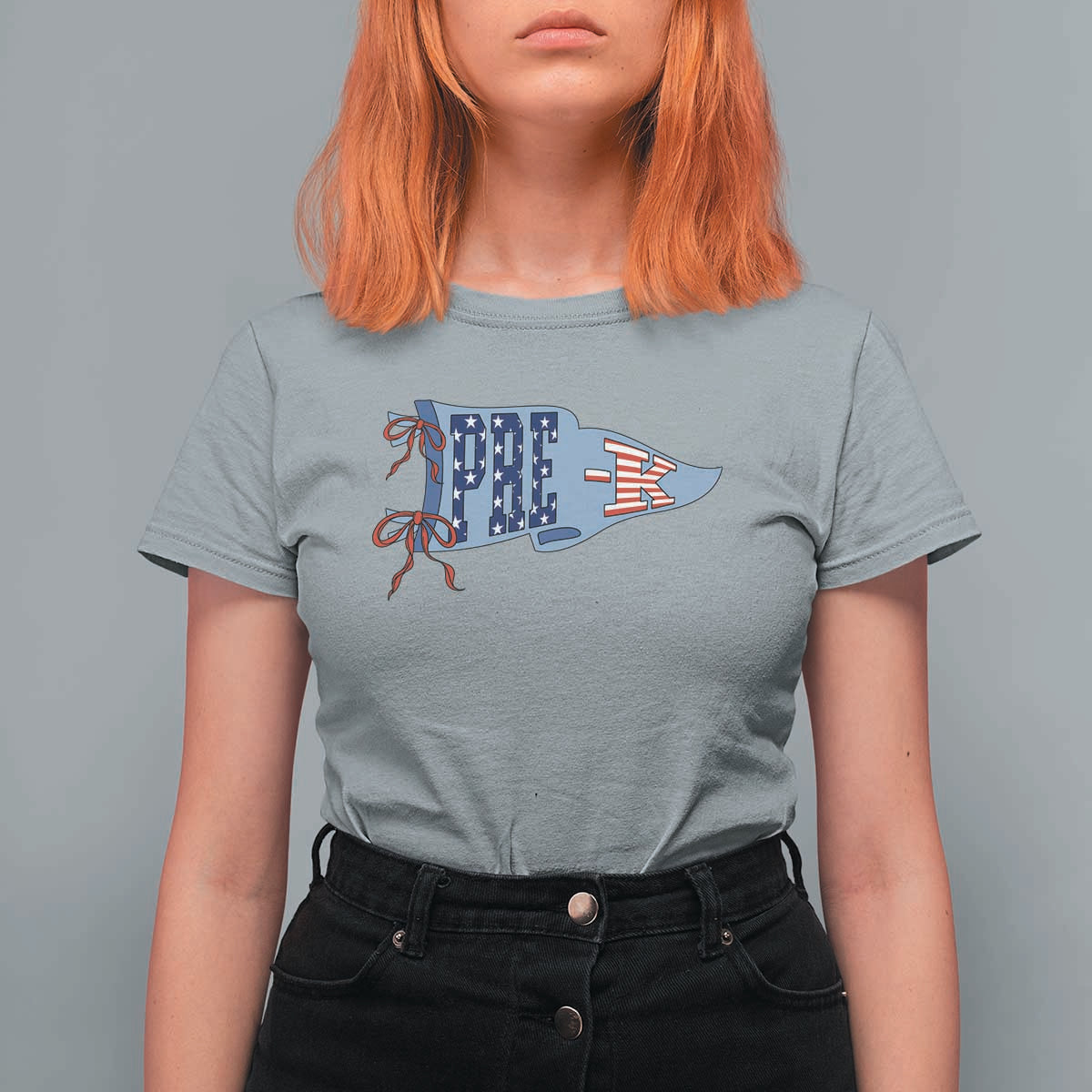 Pre-K Teacher Pennant US Flag Back to School T Shirt For Women