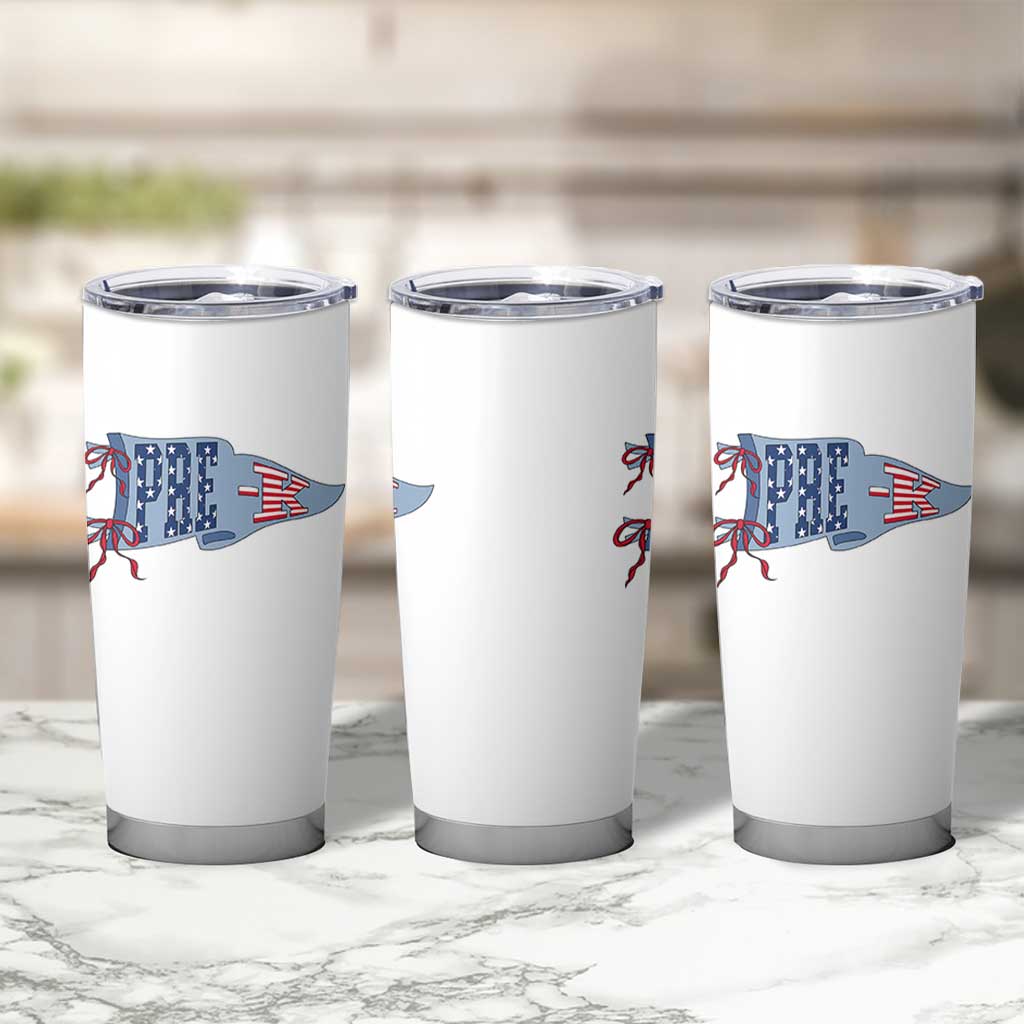 Pre-K Teacher Pennant US Flag Back to School Tumbler Cup