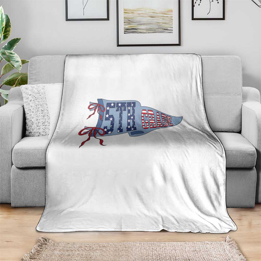 5th Grade Teacher Pennant US Flag Back to School Throw Blanket