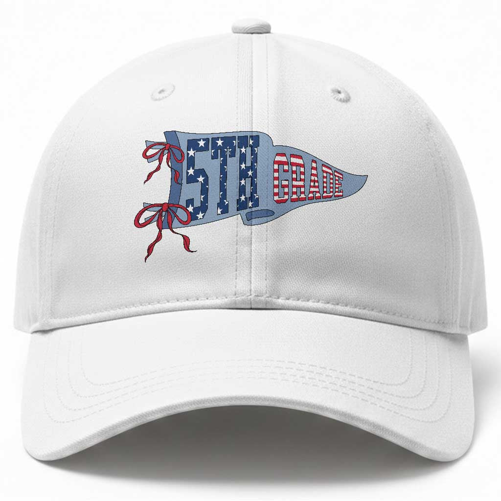 5th Grade Teacher Pennant US Flag Back to School Baseball Cap