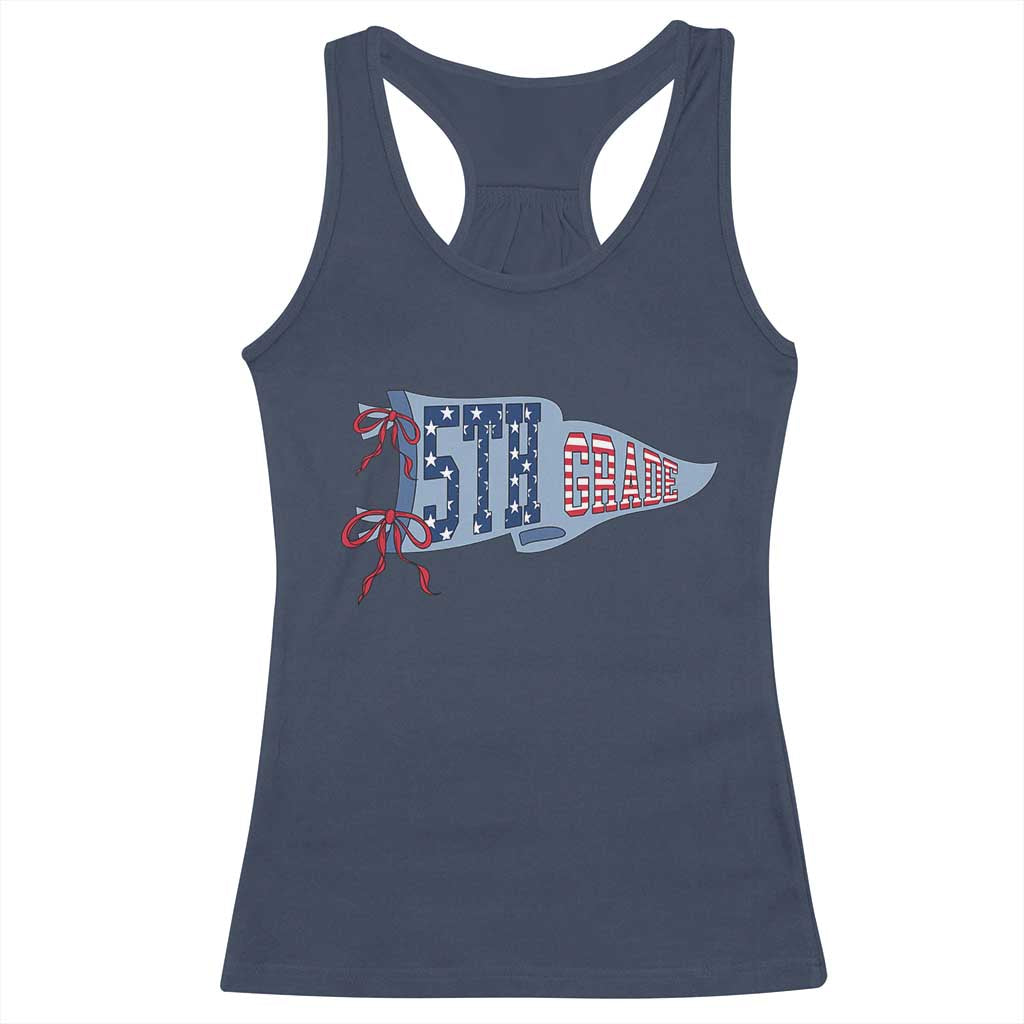 5th Grade Teacher Pennant US Flag Back to School Racerback Tank Top