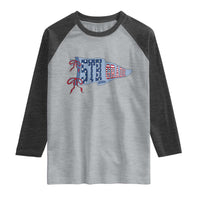 5th Grade Teacher Pennant US Flag Back to School Raglan Shirt