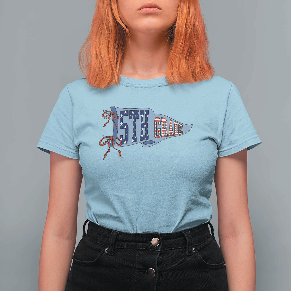 5th Grade Teacher Pennant US Flag Back to School T Shirt For Women