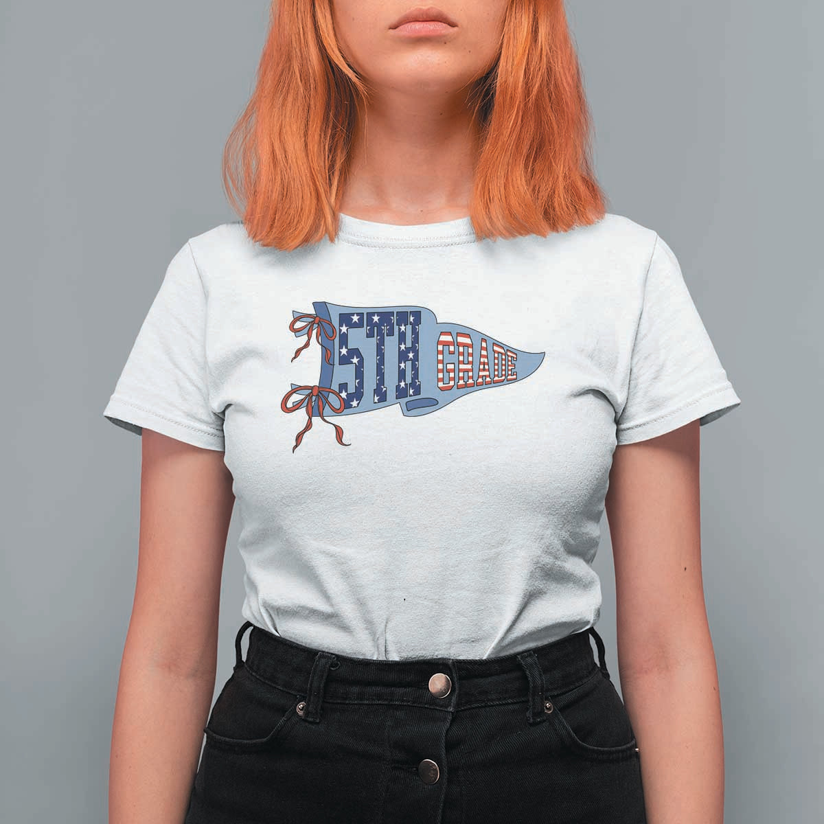 5th Grade Teacher Pennant US Flag Back to School T Shirt For Women