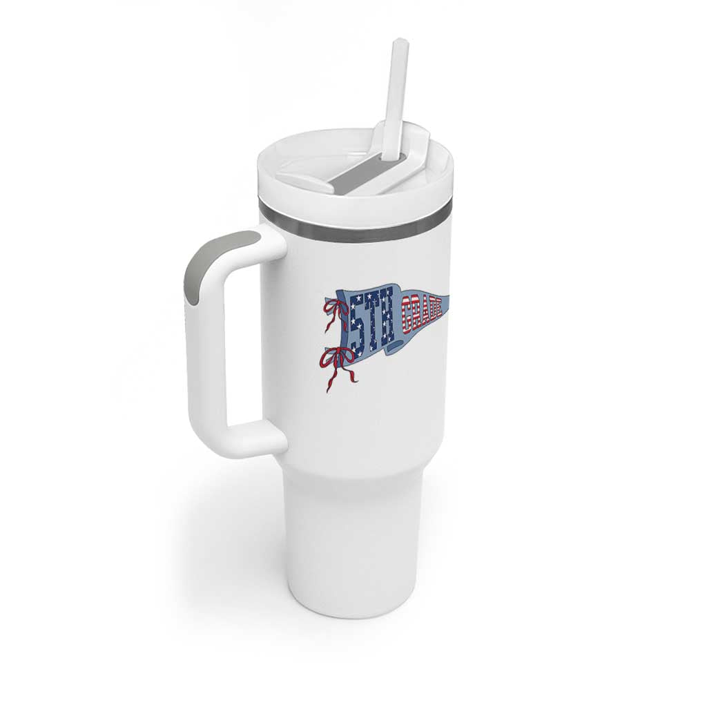 5th Grade Teacher Pennant US Flag Back to School Tumbler With Handle