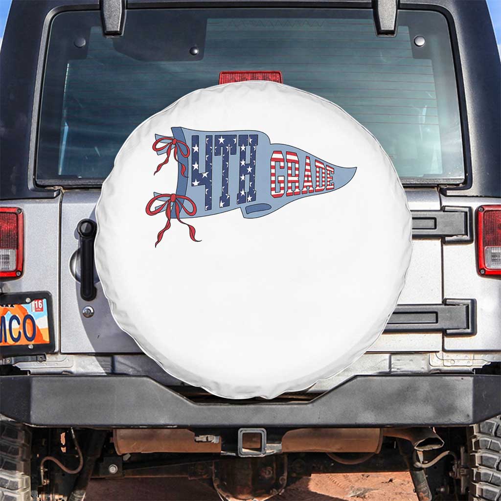 4th Grade Teacher Pennant US Flag Back to School Spare Tire Cover