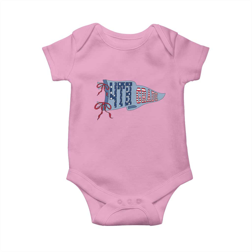 4th Grade Teacher Pennant US Flag Back to School Baby Onesie