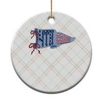4th Grade Teacher Pennant US Flag Back to School Ceramic Ornament