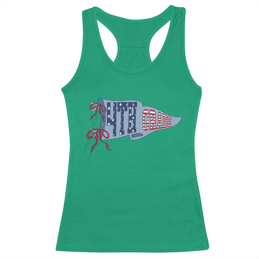 4th Grade Teacher Pennant US Flag Back to School Racerback Tank Top