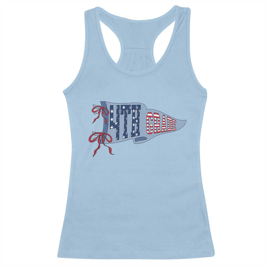 4th Grade Teacher Pennant US Flag Back to School Racerback Tank Top