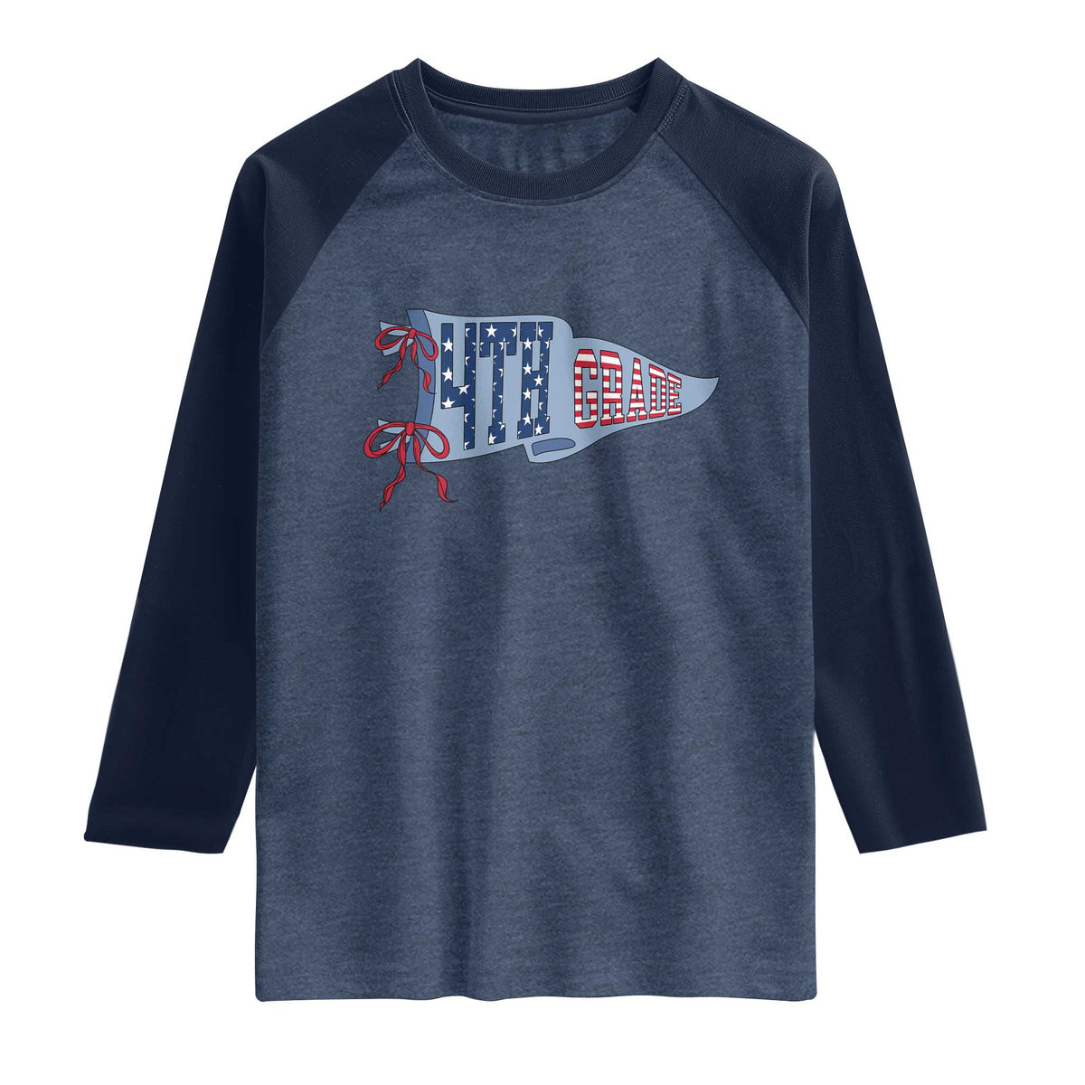 4th Grade Teacher Pennant US Flag Back to School Raglan Shirt