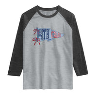 4th Grade Teacher Pennant US Flag Back to School Raglan Shirt