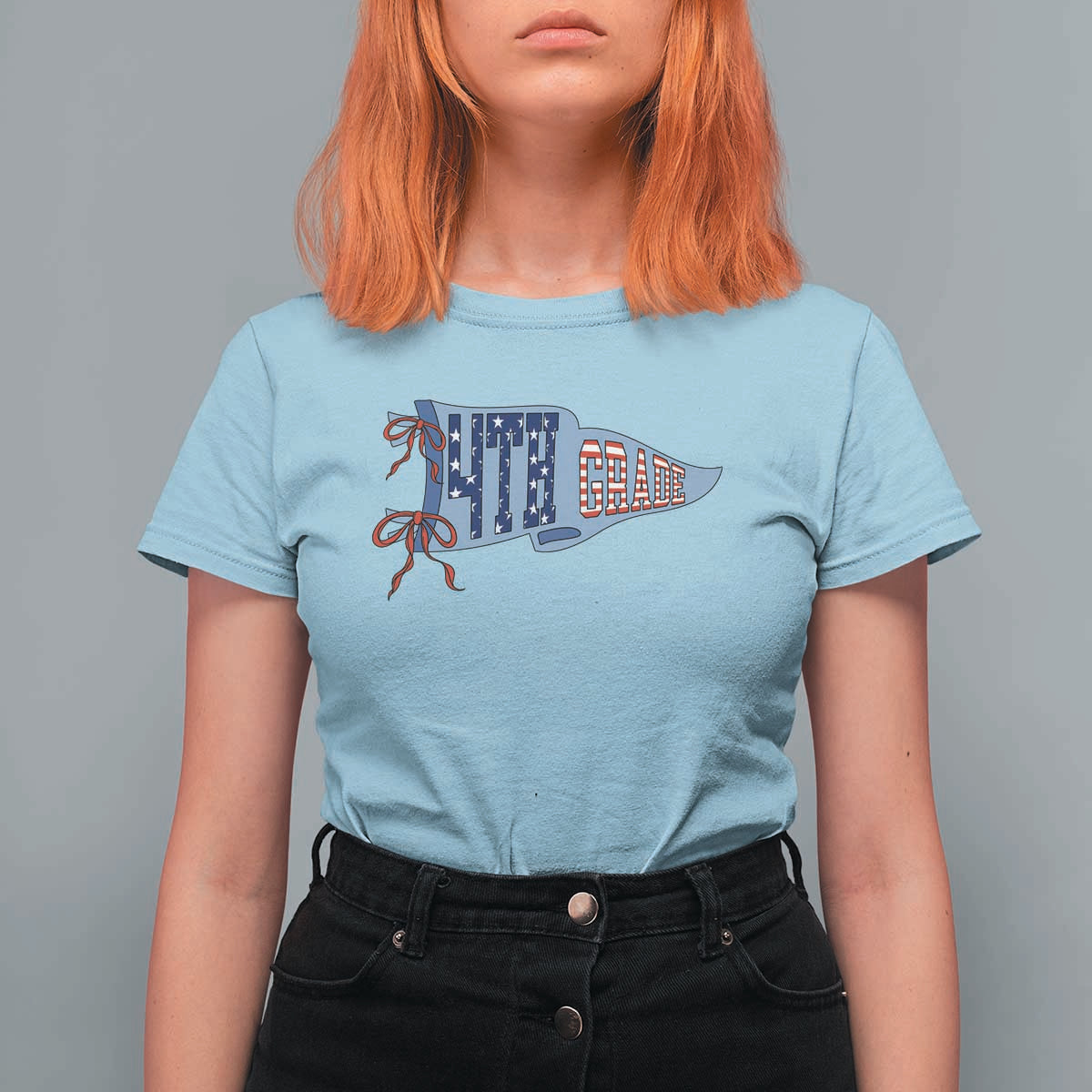 4th Grade Teacher Pennant US Flag Back to School T Shirt For Women